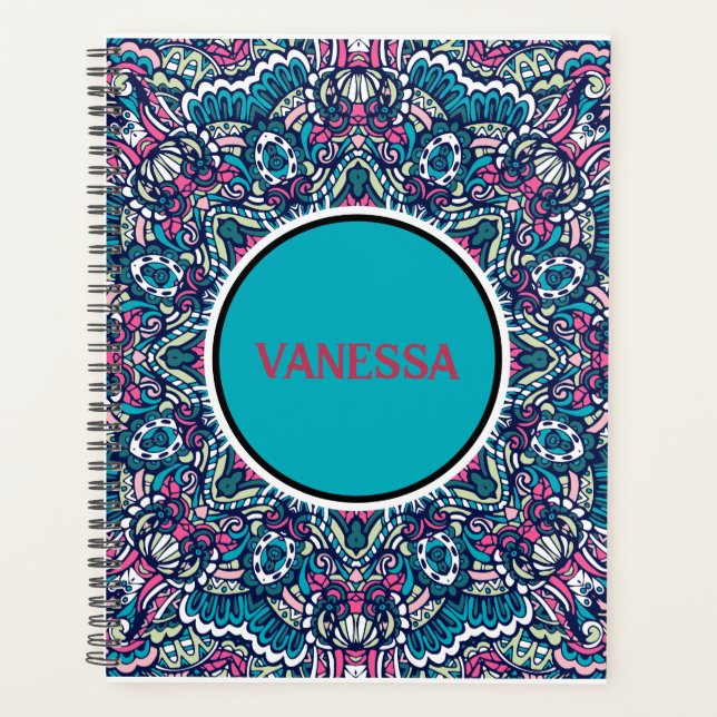 Vibrant couleur Mandala Motif Boho Hippie Imprimer (Devant)