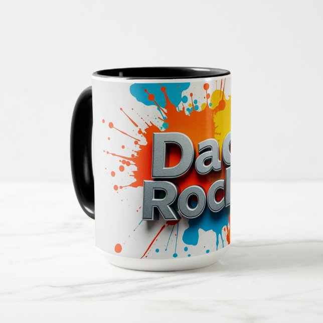 Vibrant Dad Rocks Splash Coffee Mug | Customizable (Devant gauche)