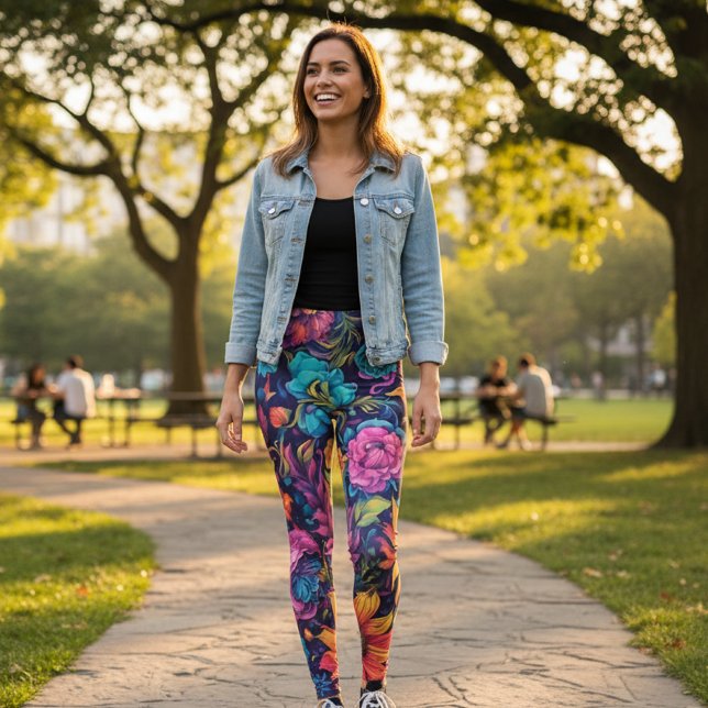 Vibrant Floral Leggings (Créateur téléchargé)