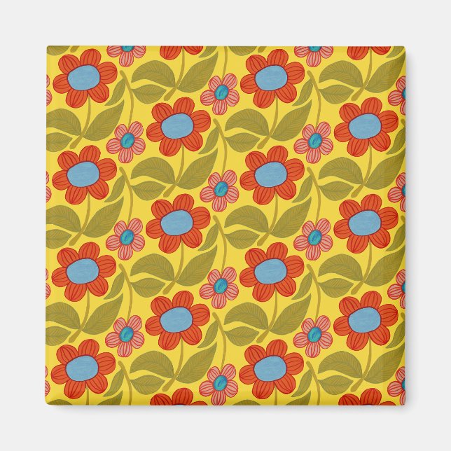 Vibrant Flower Pattern Magnet (Devant)
