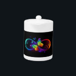 Vibrant infinity with rainbow butterfly on black<br><div class="desc">multicolor,  bright,  symbole of infinity with rainbow,  detailed butterfly monarch. Rainbow butterfly. Rainbow infinity.</div>