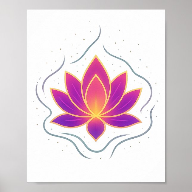 Vibrant Lotus Flower Yoga Wall Art Poster (Devant)