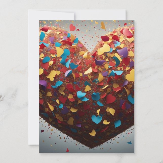 Vibrant Love Heart Confetti Carte de remerciements (Devant)