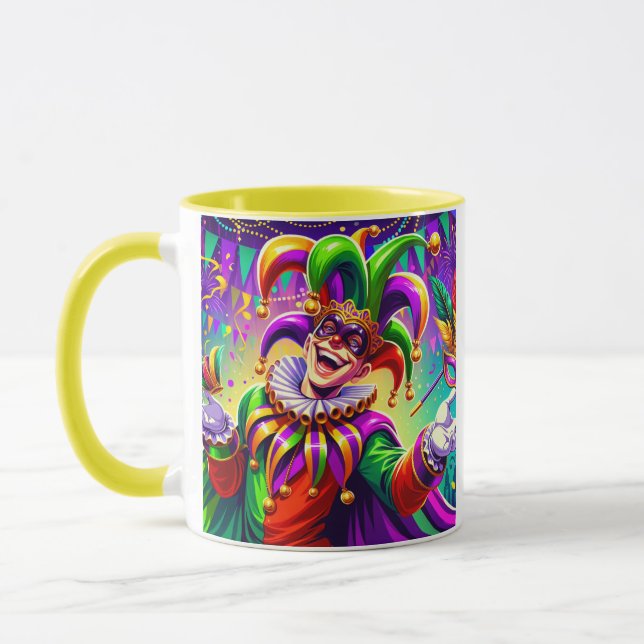 Vibrant Mardi Gras Jester Mug - Carnaval coloré (Gauche)