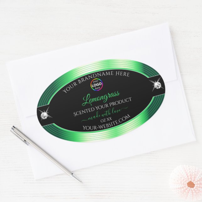 Vibrant noir brillant vert avec logo Étiquette pro (Enveloppe)
