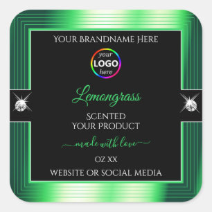 Vibrant noir brillant vert avec logo Étiquette pro