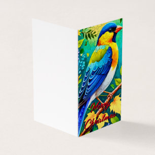 Vibrant oiseau coloré sur la carte de Noël de la B