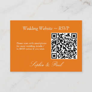 Vibrant Orange QR Code Site Web Carte RSVP