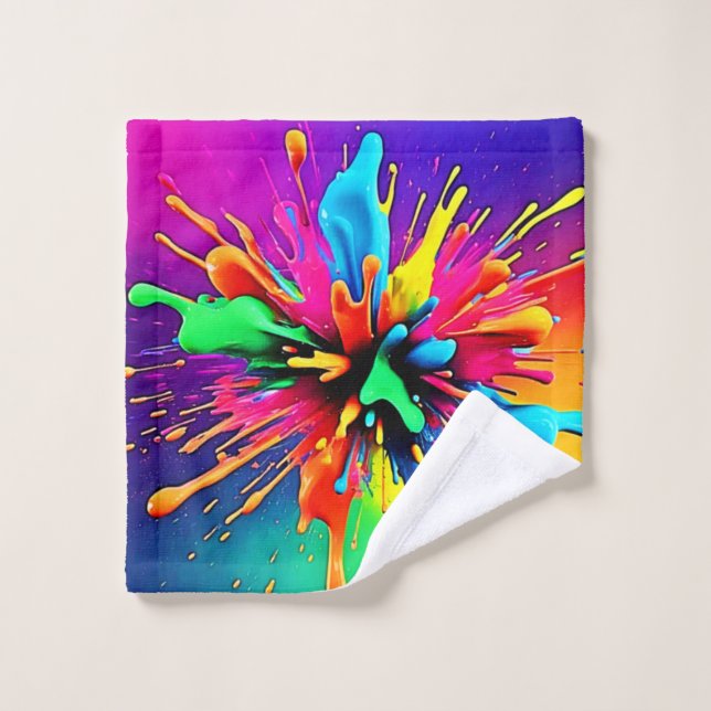 Vibrant Paint Burst Design (Gant de toilette)
