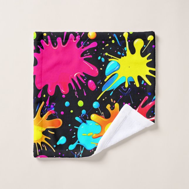 Vibrant Paint Splatter Art Burst (Gant de toilette)