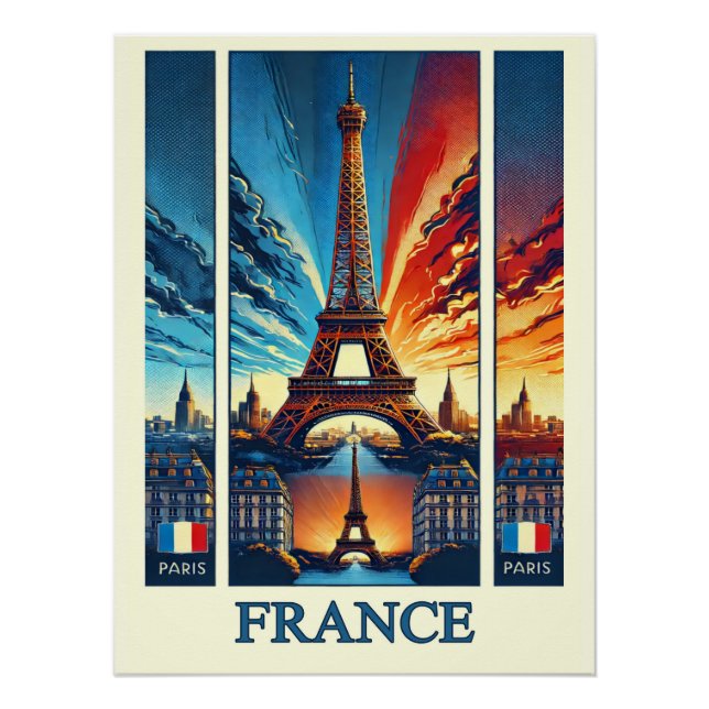 Vibrant Paris Tour Eiffel - Affiche France (Devant)