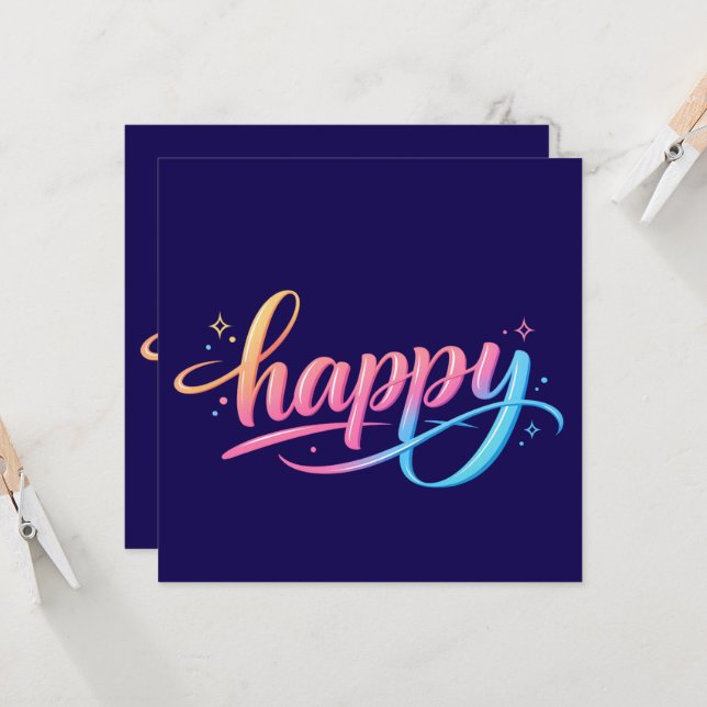 Vibrant Pastel Gradient HAPPY Typography - Modern  (Devant/Arrière en situation)