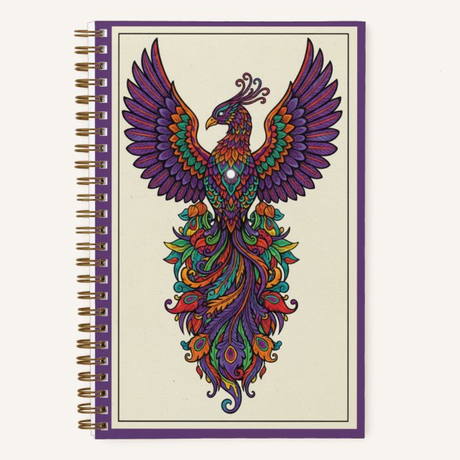 Vibrant Phoenix Rebirth Zentangle Nooracle Journal (Recto)