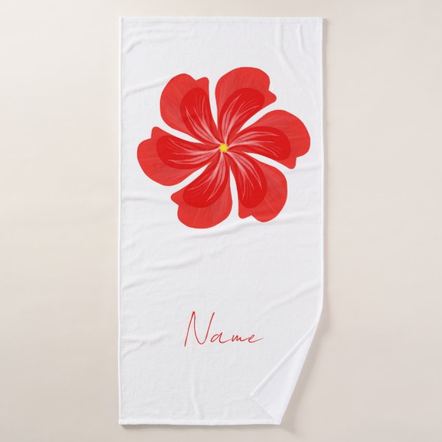 Vibrant Red Petal Bloom - Minimalist Floral Art (Serviette de bain)