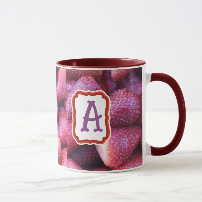 Vibrant Red Strawberry Pattern Ceramic Coffee Mug (Droite)