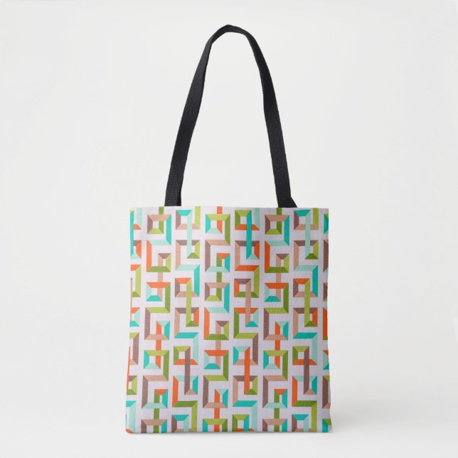 Vibrant Retro 3D Geometric Maze Pouch / Tote Bag (Devant)