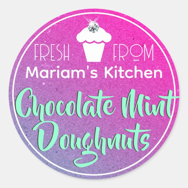 Vibrant rose violet Ombre Étiquette pâtisserie Cup (Devant)