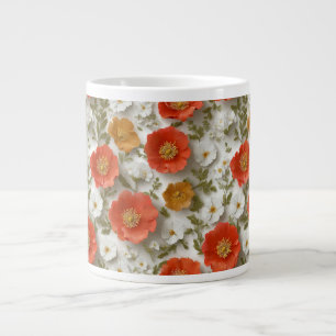 Vibrant Rouge et blanc Pavot floral spécialité Mug