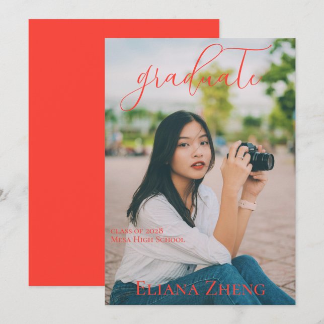 Vibrant Text and Photo Graduation Announcement (Devant / Derrière)