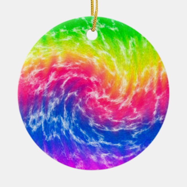 Vibrant Tie Dye Ornement de Noël (Devant)