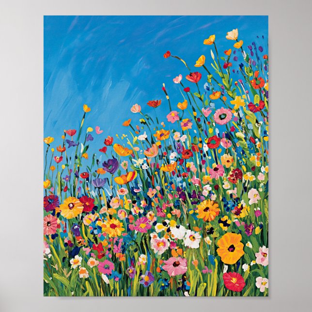 Vibrant Wildflower Field Impressionist Poster Wall (Devant)