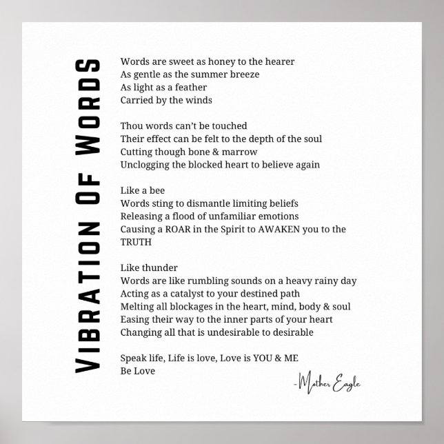 Vibration des mots éveil poème poster art mur (Devant)