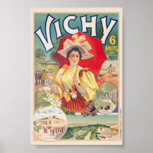 Vichy. 6 heures de Paris Affiche Vintage 1895