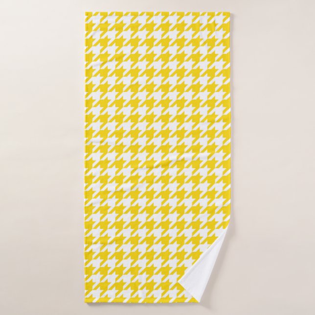 Vichy jaune et blanc à carreaux pied de poule (Serviette de bain)