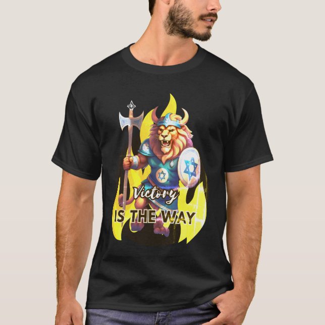 Victoire Viking Lion - T-Shirt Étoile de David (Devant)