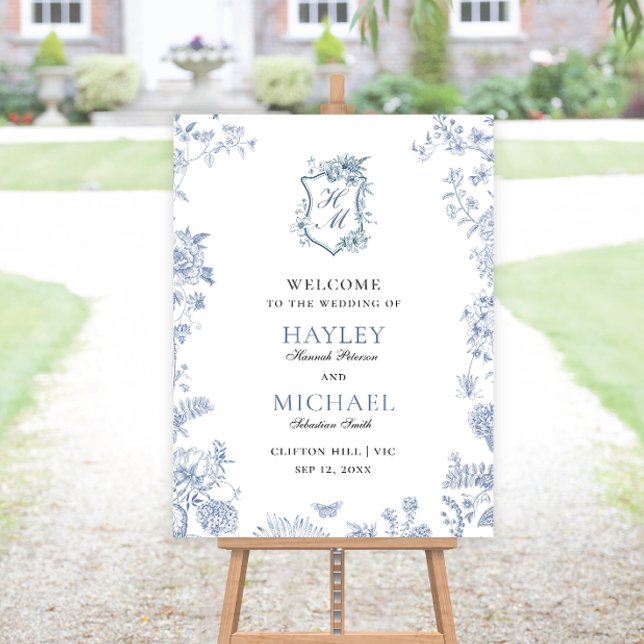 VICTORIA Regency Blue French Garden Welcome Poster (Créateur téléchargé)