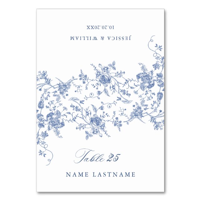 Victorian Blue French Garden Wedding Carte Escort (Par défaut)