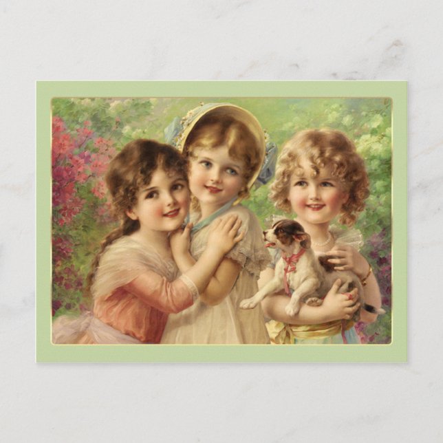 Victorian Children 3 Little Girls Carte postale Vi (Devant)