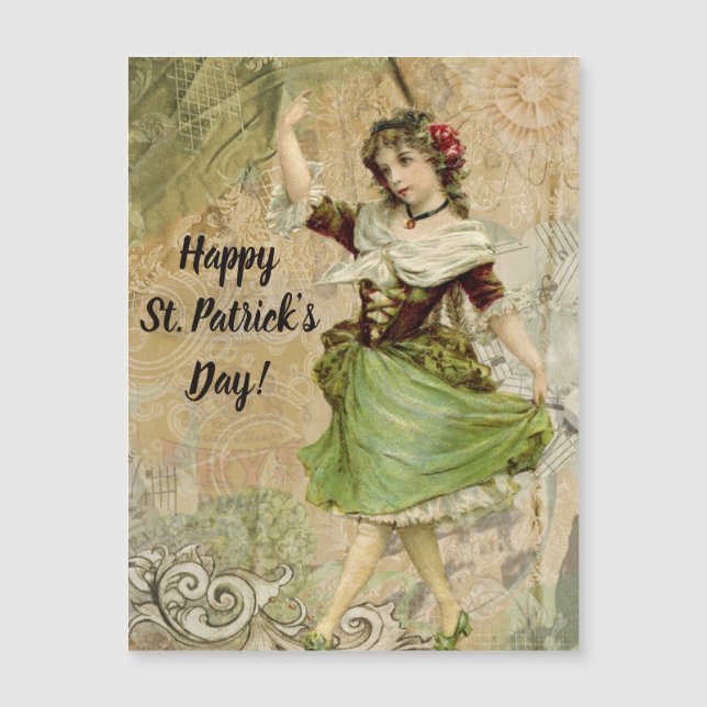 Victorian Dancing Girl in Green St. Patrick's Day (Devant)