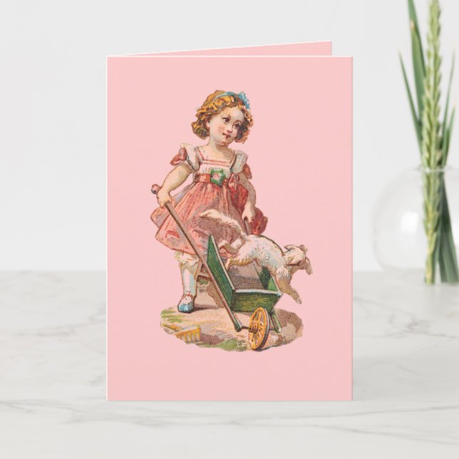 VICTORIAN ERA CARTES POUR NOTES - PETITE FILLE ET  (Devant)