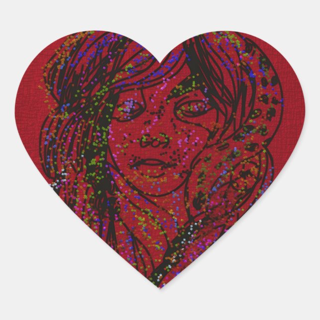 Victorian Era Dreamer Girl Heart Stickers (Devant)