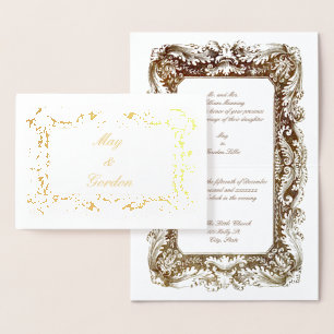Victorian Era Gold Wedding Invitations Modèle