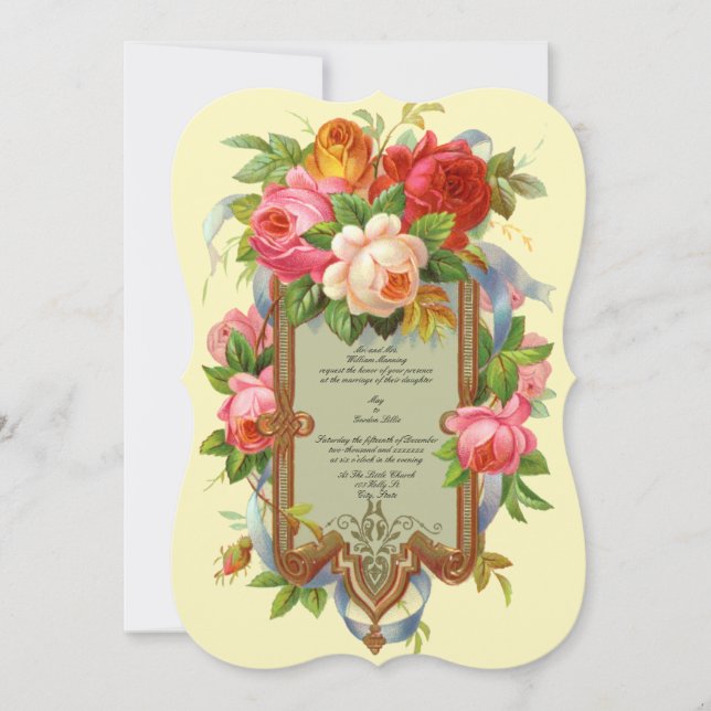 Victorian Era Rose de mariage Invitations Modèle (Devant)
