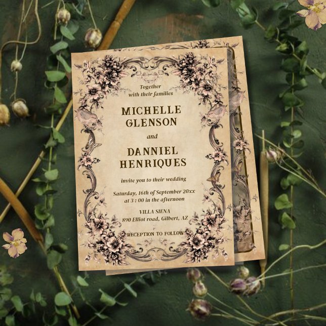 Victorian Floral Frame Wedding Invitation (Créateur téléchargé)