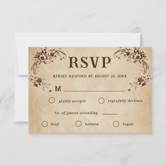 Victorian Floral Wedding RSVP (Devant)