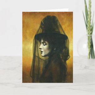 Victorian Gothic Girl In Veil Carte de voeux