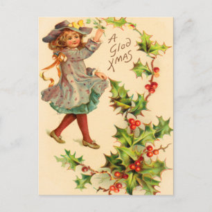 Victorian Holly Holiday, carte postale de Noël