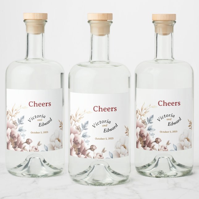 Victorian Peony Luxe Botte Liquor Étiquette (Bouteilles)