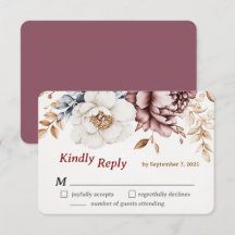 Victorian Peony Luxe Wede Carte RSVP Card