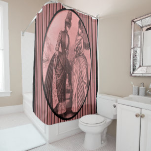 Victorian rayure rouge dame douche rideau