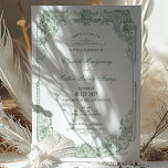 Victorian Royal Sage Green Wedding Invitations<br><div class="desc">Entrez dans le monde de la romance intemporelle avec le Victorian Royal Elegance Faire-part de mariage, un faire-part parfait pour l'union. Cette invitation exhale la beauté classique avec ses fioritures ornées et ses défilés complexes qui encadrent la typographie élégante. Le design royal rappelle une salle de bal de l'époque victorienne,...</div>