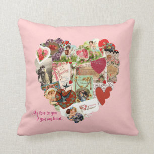 Victorian Valentine Heart Coussin