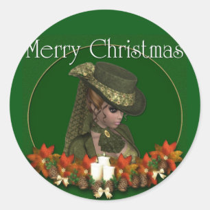 Victorian Woman 2 - Joyeux Stickers de Noël