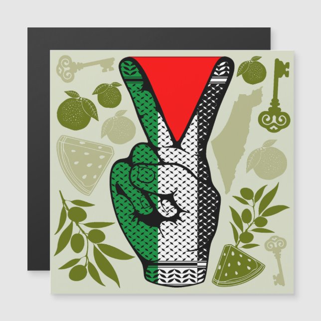 Victory Sign Hand Resistance Red Triangle Symbol (Devant / Derrière)