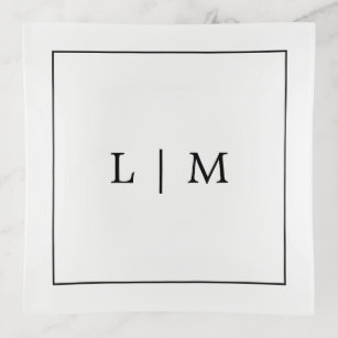 Vide-poche Simple Monogramme classique noir et blanc minimali