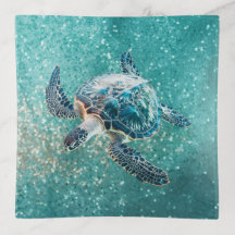 Tortue de mer turquoise scintillante | Côté mer